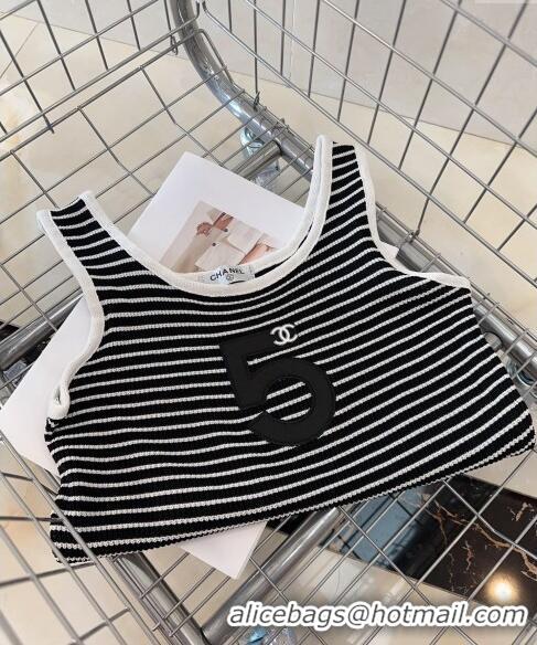 Affordable Price Chanel 5 Knit Vest 0307 White/Black 2024 