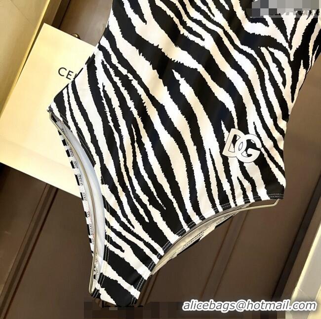 ​Free Shipping Dolce & Gabbana DG Stripes Printed Swimwear 0308 White/Black 2024