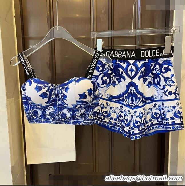 ​New Fashion Dolce & Gabbana DG Two Pieces Swimwear 0308 Blue 2024