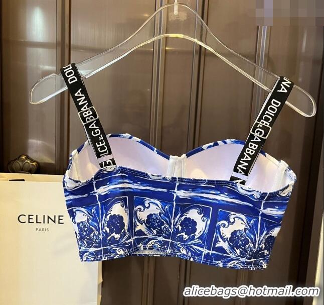 ​New Fashion Dolce & Gabbana DG Two Pieces Swimwear 0308 Blue 2024