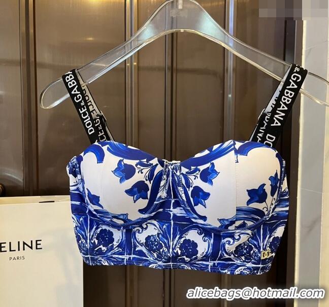 ​New Fashion Dolce & Gabbana DG Two Pieces Swimwear 0308 Blue 2024