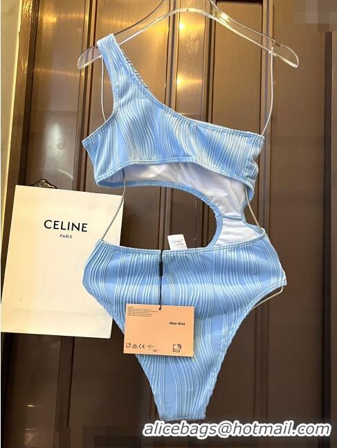 Reasonable Price Miu Miu Striped Swimwear M0308 Blue 2024