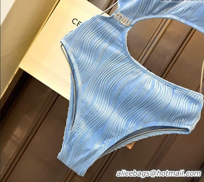 Reasonable Price Miu Miu Striped Swimwear M0308 Blue 2024