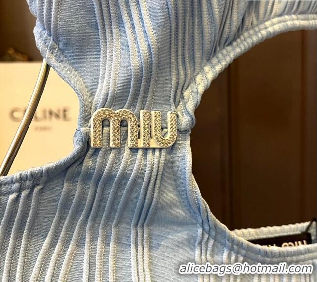 Reasonable Price Miu Miu Striped Swimwear M0308 Blue 2024