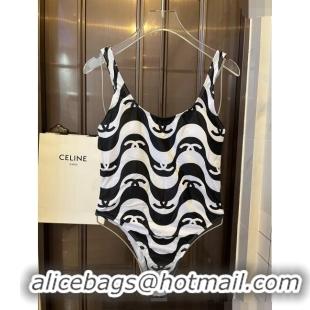 Buy Fashionable Chanel Wave CC Swimwear 0308 White/Black 2024