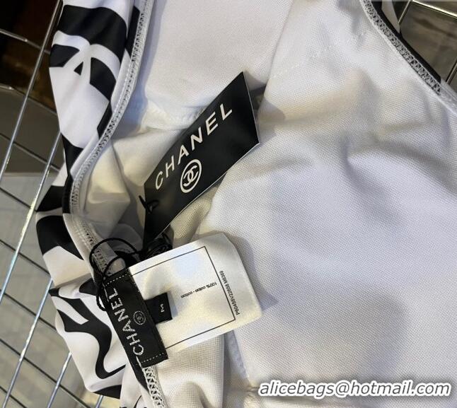 Buy Fashionable Chanel Wave CC Swimwear 0308 White/Black 2024