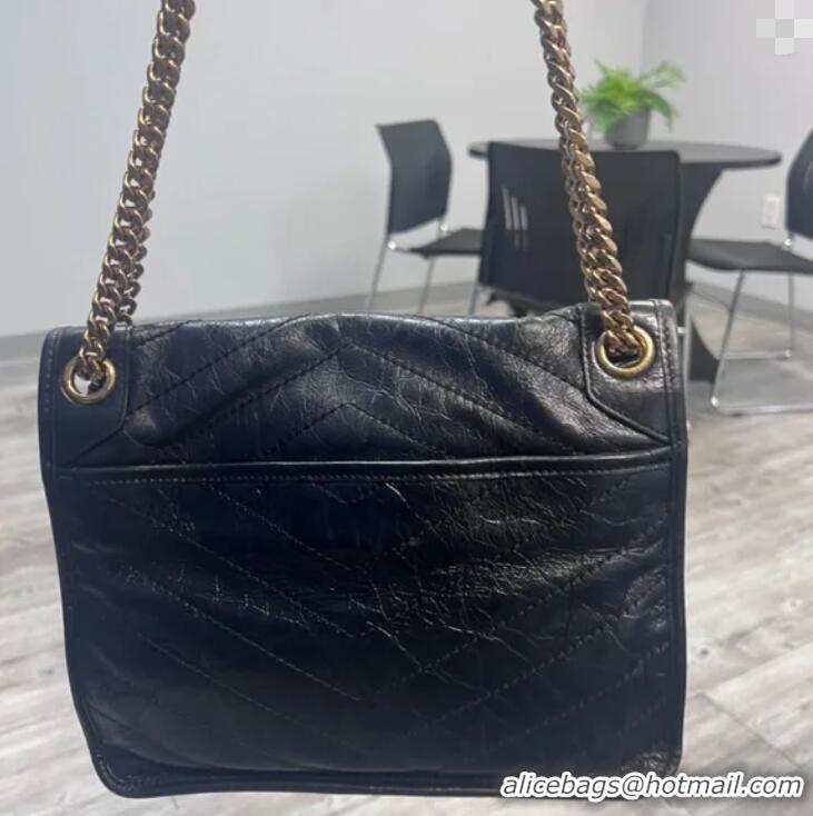 Buy Discount Saint Laurent Niki Medium Bag in Vintage Leather 633158 Black Gold