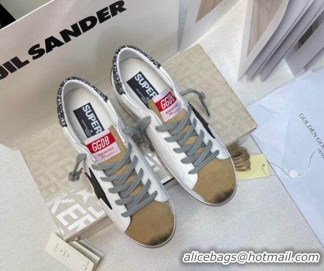 Grade Quality Golden Goose GGDB Super-Star Sneakers in White Calfskin and Yellow Suede 328128