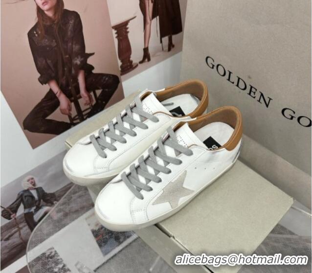 Best Grade Golden Goose GGDB Super-Star Sneakers in White Calfskin and Grey Star 328129