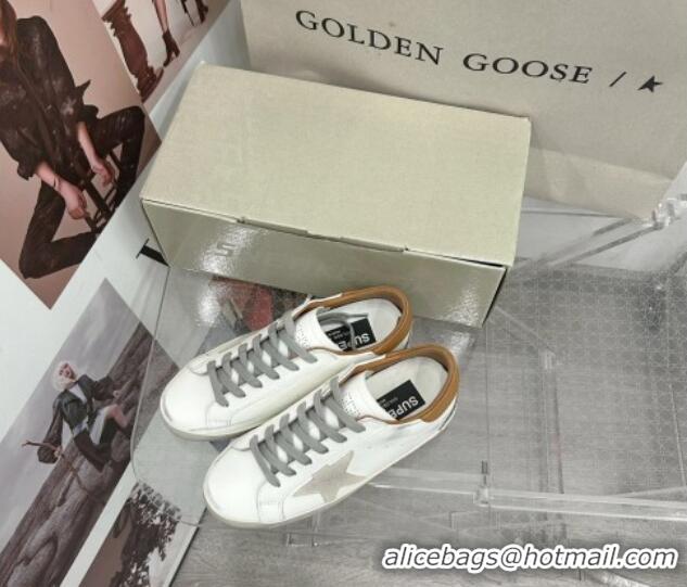 Best Grade Golden Goose GGDB Super-Star Sneakers in White Calfskin and Grey Star 328129