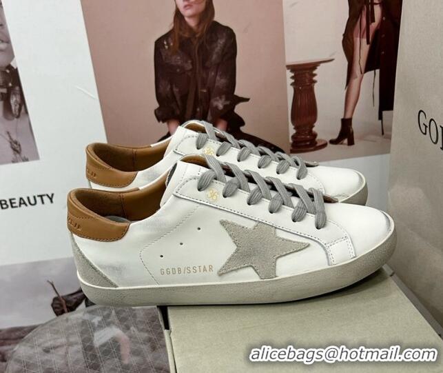 Best Grade Golden Goose GGDB Super-Star Sneakers in White Calfskin and Grey Star 328129