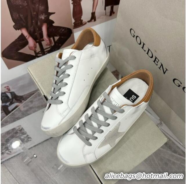 Best Grade Golden Goose GGDB Super-Star Sneakers in White Calfskin and Grey Star 328129