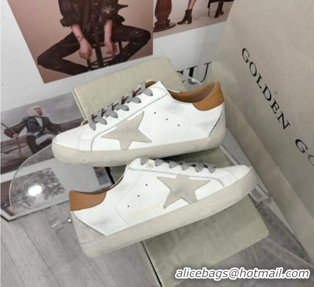 Best Grade Golden Goose GGDB Super-Star Sneakers in White Calfskin and Grey Star 328129