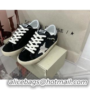 Low Price Golden Goose GGDB Super-Star Sneakers in Black Calfskin and Studs 328131