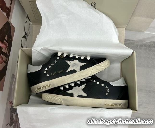 Low Price Golden Goose GGDB Super-Star Sneakers in Black Calfskin and Studs 328131