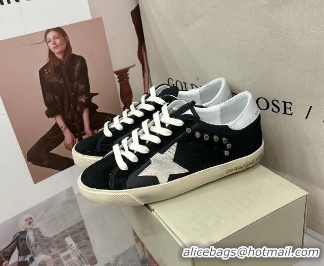 Low Price Golden Goose GGDB Super-Star Sneakers in Black Calfskin and Studs 328131