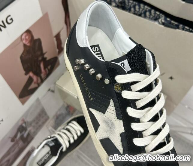 Low Price Golden Goose GGDB Super-Star Sneakers in Black Calfskin and Studs 328131