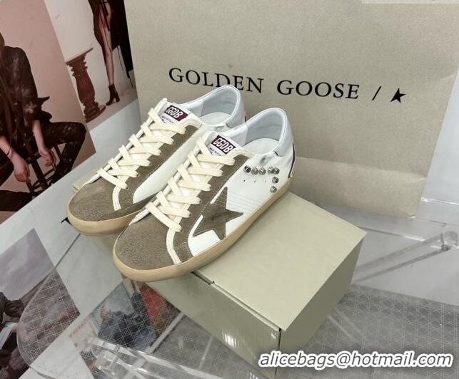 Top Grade Golden Goose GGDB Super-Star Sneakers in White Calfskin and Studs 328132