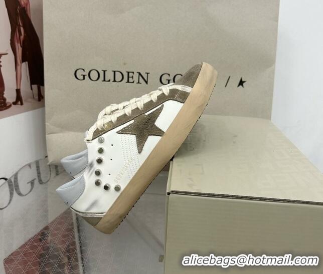 Top Grade Golden Goose GGDB Super-Star Sneakers in White Calfskin and Studs 328132