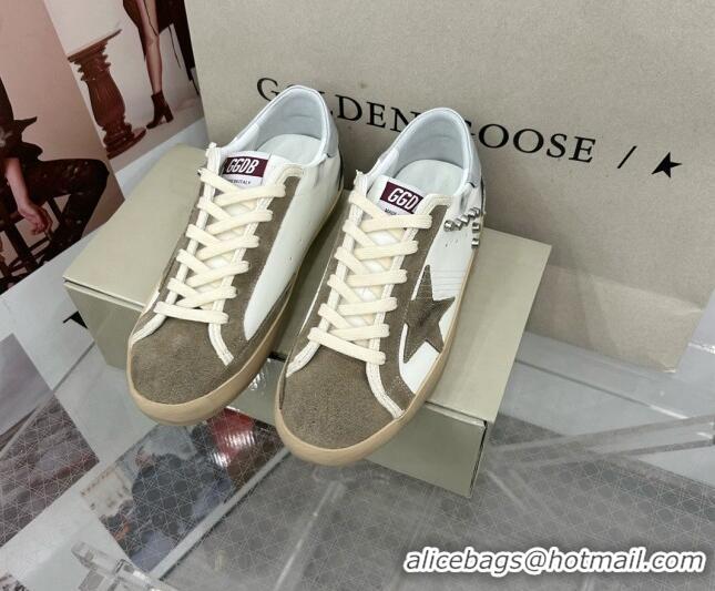 Top Grade Golden Goose GGDB Super-Star Sneakers in White Calfskin and Studs 328132