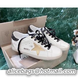 Top Design Golden Goose GGDB Super-Star Sneakers in White Calfskin and Gold Leather Star 328134