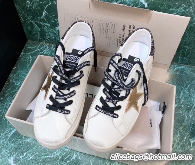 Top Design Golden Goose GGDB Super-Star Sneakers in White Calfskin and Gold Leather Star 328134