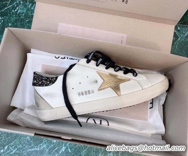 Top Design Golden Goose GGDB Super-Star Sneakers in White Calfskin and Gold Leather Star 328134