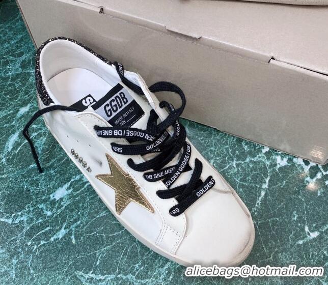 Top Design Golden Goose GGDB Super-Star Sneakers in White Calfskin and Gold Leather Star 328134