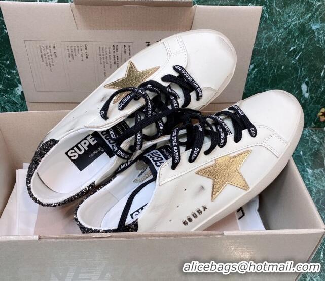 Top Design Golden Goose GGDB Super-Star Sneakers in White Calfskin and Gold Leather Star 328134