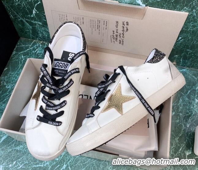 Top Design Golden Goose GGDB Super-Star Sneakers in White Calfskin and Gold Leather Star 328134