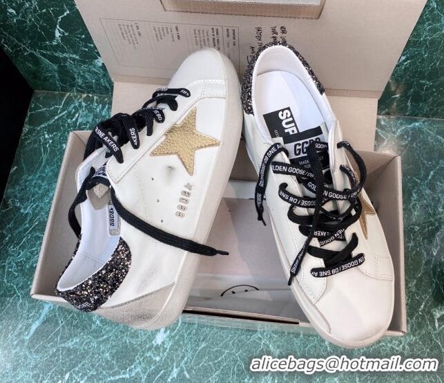 Top Design Golden Goose GGDB Super-Star Sneakers in White Calfskin and Gold Leather Star 328134