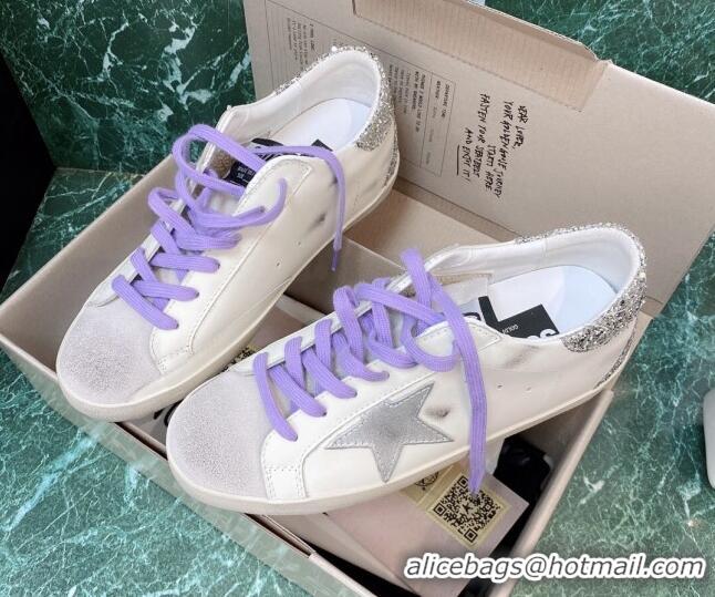 Best Product Golden Goose GGDB Super-Star Sneakers in Calfskin White/Purple/Silver 328135