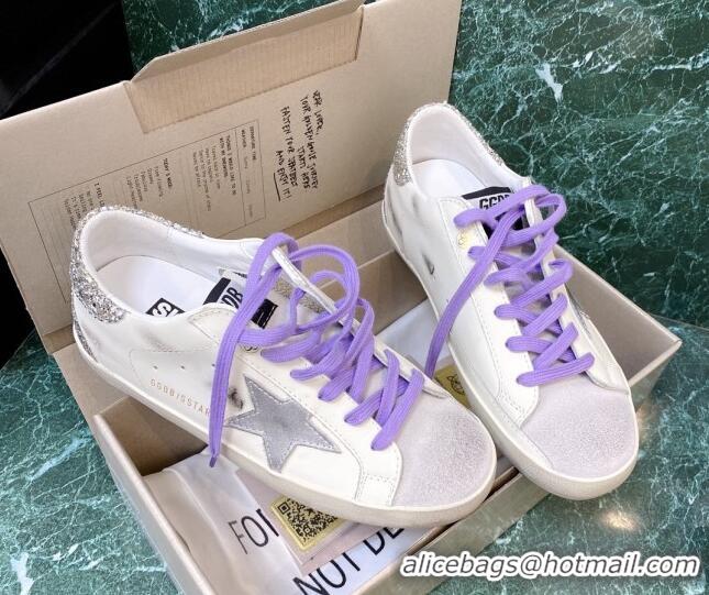 Best Product Golden Goose GGDB Super-Star Sneakers in Calfskin White/Purple/Silver 328135