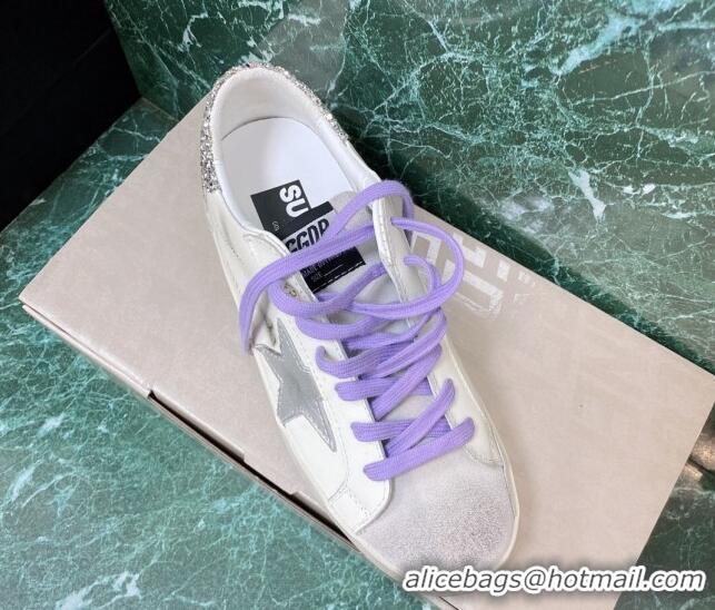 Best Product Golden Goose GGDB Super-Star Sneakers in Calfskin White/Purple/Silver 328135