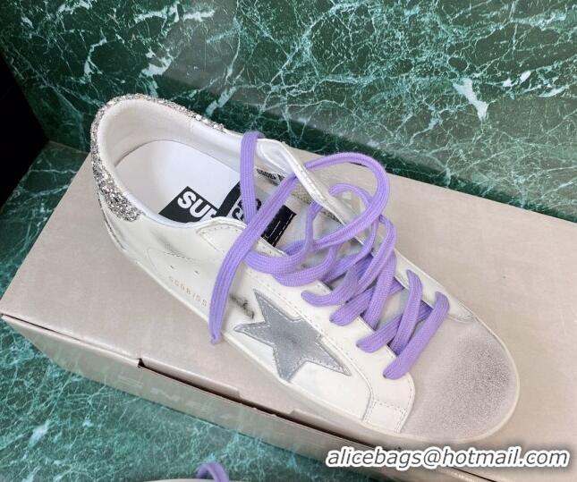 Best Product Golden Goose GGDB Super-Star Sneakers in Calfskin White/Purple/Silver 328135