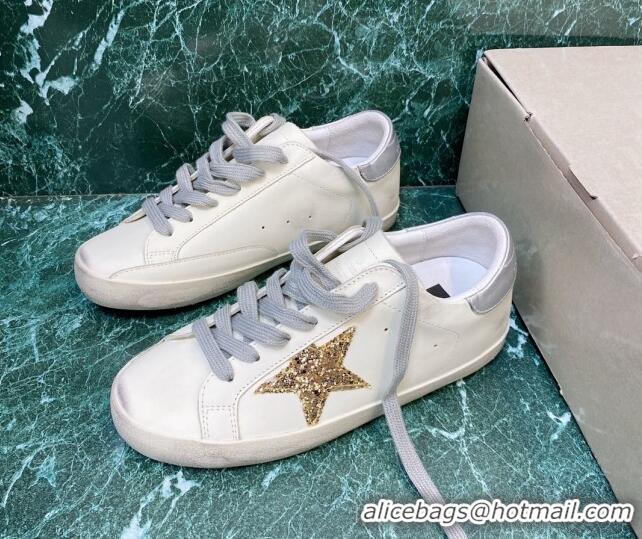 Good Product Golden Goose GGDB Super-Star Sneakers in Calfskin White/Gold/Silver 328136