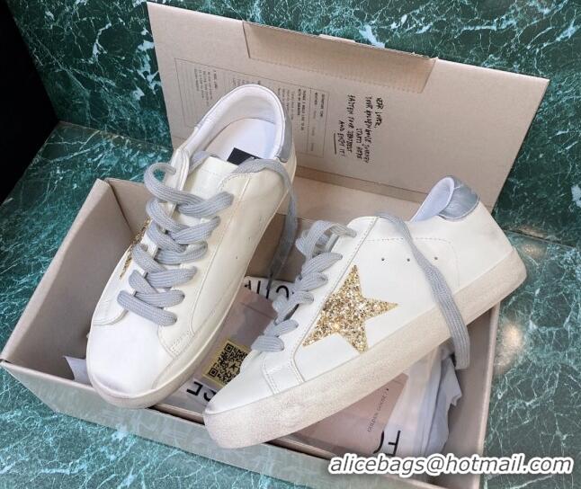 Good Product Golden Goose GGDB Super-Star Sneakers in Calfskin White/Gold/Silver 328136