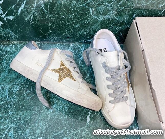 Good Product Golden Goose GGDB Super-Star Sneakers in Calfskin White/Gold/Silver 328136