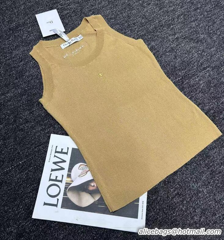 Low Cost Dior Tank Top Gold-Tone Technical Cotton Ribbed Mesh CD4909