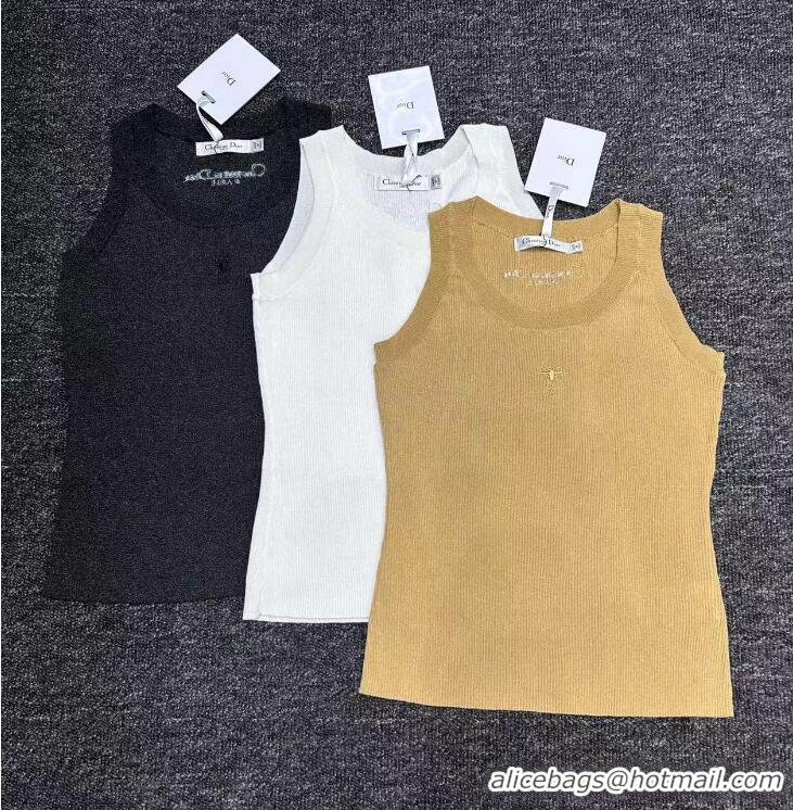 Low Cost Dior Tank Top Gold-Tone Technical Cotton Ribbed Mesh CD4909