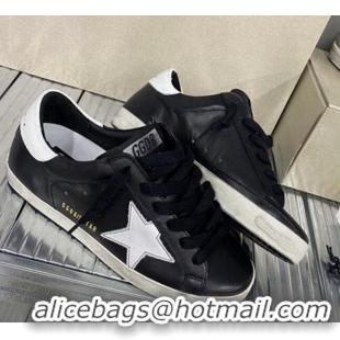 Stylish Golden Goose GGDB Super-Star Sneakers in Calfskin Leather Black/White 328144