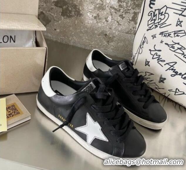 Stylish Golden Goose GGDB Super-Star Sneakers in Calfskin Leather Black/White 328144