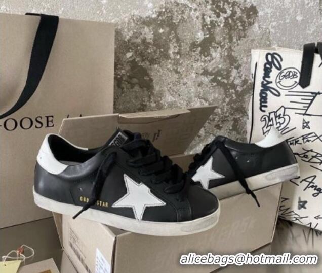 Stylish Golden Goose GGDB Super-Star Sneakers in Calfskin Leather Black/White 328144