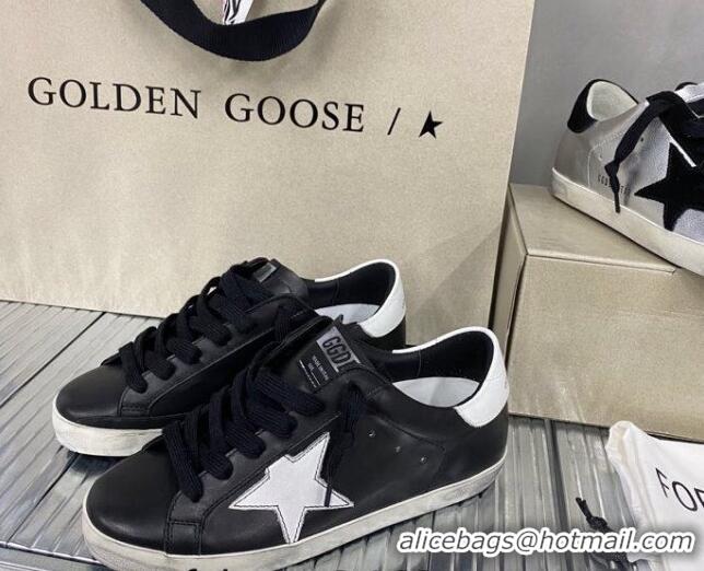 Stylish Golden Goose GGDB Super-Star Sneakers in Calfskin Leather Black/White 328144