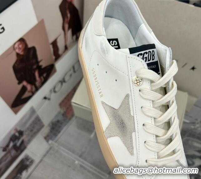 Perfect Golden Goose GGDB Super-Star Sneakers in Calfskin White/Grey/Beige 328147