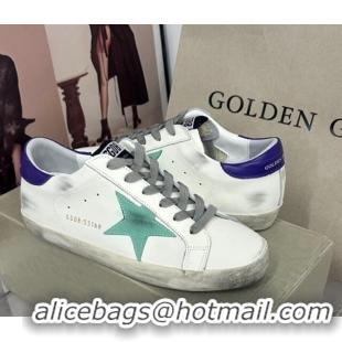 Sumptuous Golden Goose GGDB Super-Star Sneakers in Calfskin White/Green/Blue 328148