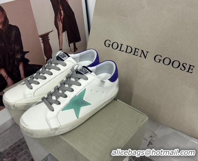 Sumptuous Golden Goose GGDB Super-Star Sneakers in Calfskin White/Green/Blue 328148