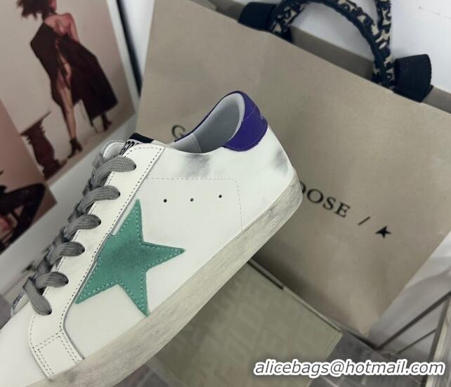 Sumptuous Golden Goose GGDB Super-Star Sneakers in Calfskin White/Green/Blue 328148