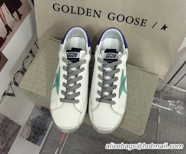 Sumptuous Golden Goose GGDB Super-Star Sneakers in Calfskin White/Green/Blue 328148