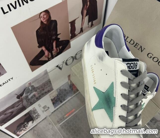 Sumptuous Golden Goose GGDB Super-Star Sneakers in Calfskin White/Green/Blue 328148